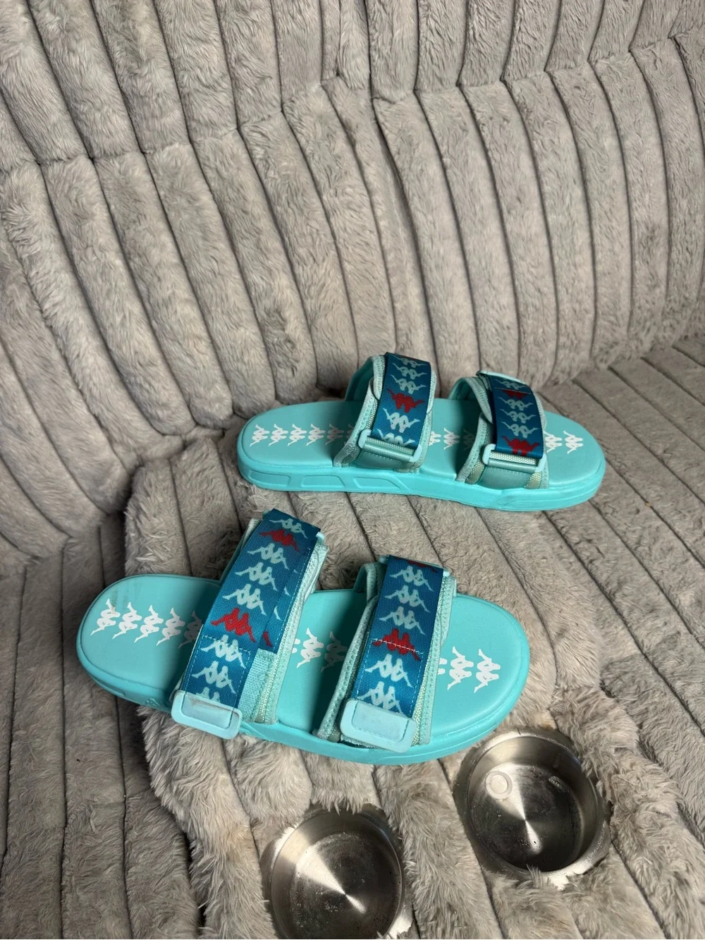 Kappa Aqua Teal Logo-Embossed Slide